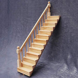Doll House Wooden Stairs,1/12 Wooden Stair Stringer Step Staircase with Handrail Model Doll House Decor - Left