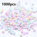 ToBeIT 1000pcs Acrylic Alphabet Letter"A-Z" Cube Beads 1000 pcs for Jewelry Making, Bracelets, Necklaces(6mm) (6 * 6white Color(New))