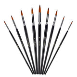Round Pointed Tip Brushes – Amagic 9 Pcs Synthetic Nylon Art Paint Brush Set for Acrylic Watercolor