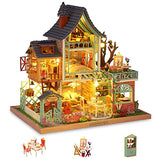 GuDoQi DIY Miniature Dollhouse Kit, Tiny House kit with Music, Miniature House Kit 1:24 Scale, Great Handmade Crafts Gift for Mother's Day, Birthday, Jungle Resort