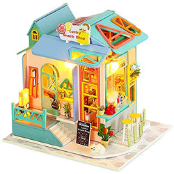 Dollhouse Miniature with Furniture,DIY 3D Wooden Doll House Kit Summer Mode Style Plus with Dust Cover and Music Movement,1:24 Scale Creative Room Idea Best Gift for Children Friend Lover K61