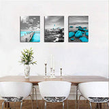 Black And White Landscape Watercolor Painting Wall Decoration For Living Room 3 Piece Blue Ocean Canvas Wall Art For Bedroom Modern Bathroom Wall Decor Office Wall Artworks Pictures Home Decoration