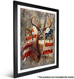 Ginfonr 5D DIY Diamond Painting Art American Flag Deer Full Drill by Number Kits, Elk Paint with Diamonds Animal Craft Embroidery Rhinestone Cross Stitch Decor (12x16 inch)