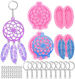 4 Pcs Dream Catcher Silicone Keychain Molds, Epoxy Resin Casting Molds with 10 Keychains, Pink Dream Catcher Feather Molds for Keychain Pendants, Easy to Demold for Jewelry Making Silicone Molds