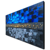 Winpeak Art Handmade Blue Abstract Artwork Textured Modern Oil Painting on Canvas