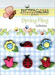 Spring Buttons-Flowers & Ladybugs