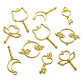 IDS 10 Pack Gold Key Open Bezel Pendant Zinc Alloy UV Resin Frame Blank Frame Charms Crafts DIY