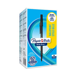 Paper Mate Write Bros Ballpoint Pens, Medium Point (1.0mm), Black, 60 Count