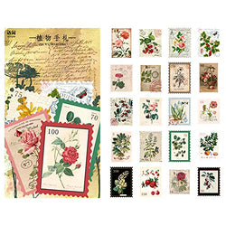 60PCS Large Vintage Plant Flower Sticker Big Washi Sticker Collection Stickers for Scrapbooking Diary Albums Planner Journaling Stationery Decoration