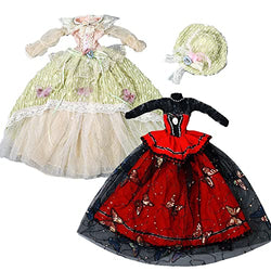 2PC BJD Doll Clothes Dress with Hat Outfits Clothing Costume for 1/3 BJD Doll 60cm 24inches Dolls Retro Princess Queen Dress (Only Accessories(Without Doll)