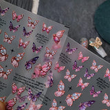 Butterfly Nail Art Stickers Decals 5D Butterfly Nail Stickers Acrylic Embossed Engraved Nail Decals Realistic Relief Pink Butterfly Adhesive Nail Art Supplies Sliders for Women Girls Nail Decorations