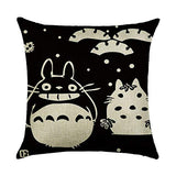 Thedmhom 2 Pcs Cute Kawaii Big Belly Cat Animal Cartoon Anime Totoro Linen Pillow Case Chair Seat Back Cushion Cover Throw Pillow Covers Car Deco Couch Square Pillowslip Home Bed Sofa Decor