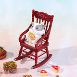 Haomian 1 Piece Mini Dollhouse Furniture, Brown Miniture Dollhouse Wooden Rocking Chairs, 1:12 Scale Dollhouse Accessories, for Doll House Decoration Dollhouse Accessories Furniture