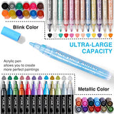 FUMILE Acrylic Paint Pens, 80 Colors Paint Marker Pen Set include Metallic Color (12 PCS), Blink Color (12 PCS) and Normal Color (56 PCS). Ideal for Rock Wood, Metal, Plastic, Glass, Canvas, Ceramic，Easter Egg and more Painting, Bright Color, Low Odor, C