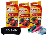 Kodak FunSaver Disposable Camera 800 ISO 35mm with Flash 27 Exposures Plus 100% Silicone Wrist Band and a Microfiber Cleaning Cloth… (3 Pack)