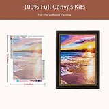 DIY 5D Diamond Painting Kits for Adults & Kids Beach Scene Full Drill Round Diamond Crystal Gem Art Painting Perfect for Home Wall Decoration (12x16inch)