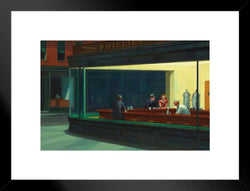 Poster Foundry Nighthawks Painting by Edward Hopper Phillies Diner Night Hawks Famous Painter Matted Framed Art Wall Decor 20x26