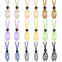 Anjiucc 18 Pieces Multicolor Necklace Cord Empty Stone Holder Empty Necklace Holder Quartz Crystal Stone Necklace Cord, Adjustable Cord Cage Fish Netted Necklace Cord for DIY Jewelry Making Accessories.