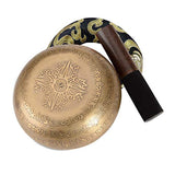 SHANSHUI 5'' Tibetan Singing Bowl Set, Nepal Antique Bronze Mantra Carving Hand Hammered, Sound For Yoga Chakras Healing Meditation Zen With Leather Striker Surface Mallet and Silk Cushion Gift -Black