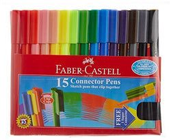Faber Castell 15 Sketch Pens Clip-On Connector Colour Color Marker Pen Set