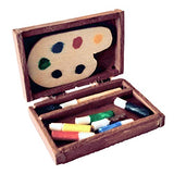 Miniature Paint Set Dollhouse Art Box With 6 Paint Tubes Brush Palette Handmade