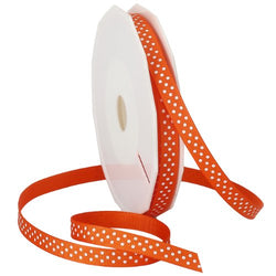 Morex Ribbon Swiss Dot Polyester Grosgrain Ribbon, 3/8-Inch by 20-Yard Spool, Pumpkin