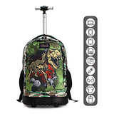 Tilami Rolling Backpack 19 inch Wheeled Cute LAPTOP Boys Girls Travel School Student Trip, Dinosaur