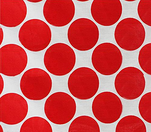 Polycotton Fabric Printed LARGE POLKA DOTS WHITE RED / 60" Wide / Sold by the Yard