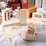 helegeSONG 1:12 Miniature Dollhouse Unpainted Wooden Furniture Cabinet Dinner Table Dresser Desk Dollhouse Furniture Dollhouse Decor F