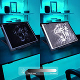 HIRALIY A3 LED Light Box 18.11" x 13.2" Diamond Painting Light Pad Kit with Metal Stand 4 Fasten Clips for Easy Vinyl Weeding,Tracing, Drawing