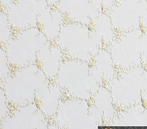 Mesh Fabric Spider Lace Floral Beads IVORY / 52" Wide / Sold by the Yard