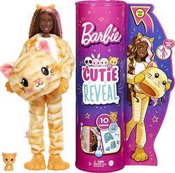 Barbie Cutie Reveal Dolls with Animal Plush Costume & 10 Surprises Including Mini Pet & Color Change, Gift for Kids 3 Years & Older