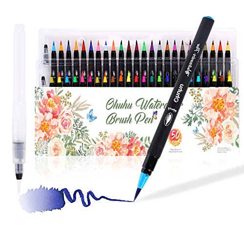 OHUHU 48 BRUSH TIP MARKERS  CHEAP COLOURING MARKERS 