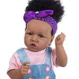 Lifelike Reborn Newborn Baby Dolls with Soft Body, African American Lovely Realistic Full Body Baby Girl Doll, Black Baby Dolls 22.8 Inch Best Birthday Gift Set with Clothes for Your Baby Girl