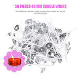10 Pieces Plastic Clear Tealight Cups Holders Tea Light Holders Containers Tealight Case Holder with 50 Pieces 4.3 cm Candle Wicks and 70 Pieces Candle Wicks Sticker for DIY Candle Making, Round