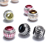 WD Jewelry Mixed Color Hollow Carved Aluminium Spacer Beads Big Hole Loose Beads DIY - (Diameter: