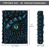 MOLSHINE A5 (7.3" x 5.1") 3D Dragon Embossed Journal,Resin Engraving Notebook ,Retro Diary,100 Sheets Blank Paper,Hardcover Travel Notepad for Writing,Sketchbook,Collection,Gift,Decoration (Blue)