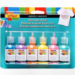 SCRIBBLES 18536 Dimensional Fabric Paint, Iridescent, 6-Pack, 1 oz
