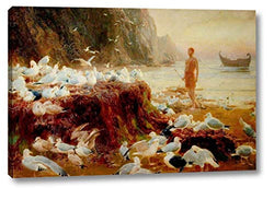 an Old World Wanderer by Briton Riviere - 7" x 10" Gallery Wrap Giclee Canvas Print - Ready to Hang