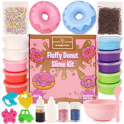 Fluffy Slime Kit - Fluffy Donut Slime Kit for Girls and Boys with Sprinkles, Glitter, and Scents, Pre-Made Fluffy Butter Slime Kit with Set of Tools, Gift Set for Girls