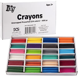 IDIY Unwrapped Bulk Wax Crayons (Pre-Sorted 480 ct, 24 colors, 10 each)-No Paper, ASTMSafety Tested, For Kids, Teachers, Art Classrooms Classpack, School Supplies, Melting Drawing Craft Projects, Gift