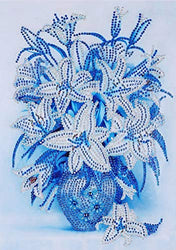 Diamond Painting DIY 5D Special Shape Rhinestones, ABEUTY Blue Daffodil Flower, Partial Drill Crystal Diamond Art Kits