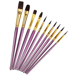 Paint Brushes Set 10 PCS Nylon Hair Paint Brushes for Acrylic Oil Watercolor Gouache Painting Face Paint Brushes for Children and Adults