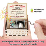Music Box Gift for Mom from Daughter/Son - You are My Sunshine Hand Crank Wooden Vintage Laser Engraved Personalized Musical Boxes Cute Present for Mother's Day/Birthday/Christmas/Valentine's Day