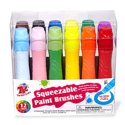 TBC The Best Crafts 12 Colors Squeezable Brush Paints for Kids Early Learning, Washable Tempera Paint Brushes, Assorted Baisic/ Neon/ Pastel Colors( 24ml/0.8oz Each), Easy to Paint