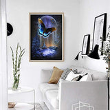 Full Drill Diamond Embroidery Painting Kit for Beginners, BENBO DIY 5D Butterfly Moon Diamond Paint by Number Kits Cross Stitch Crystal Rhinestone Painting Arts Craft for Home Decor, 15.8In X 11.8In