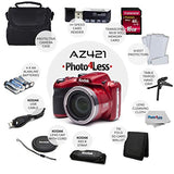 Kodak PIXPRO AZ421 Digital Camera (Red) + Camera Case + Transcend 16GB SDHC Class10 UHS-I Card 400X Memory Card + USB Card Reader + Table Tripod + Accessories…