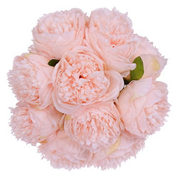 Lvydec Vintage Peony Artificial Flowers - 2 Pack Silk Flowers Bouquet 10 Heads Peony Fake Flowers