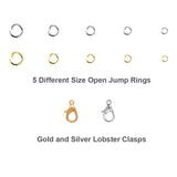 EuTengHao 1314pcs Open Jump Rings and Lobster Clasps Jewelry Repair Tools Kit Jewelry Making Supplies Kit Jewelry Finding Kit for Necklace Repair with Jewelry Making Accessories (Gold and Silver)