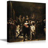 Nachtwacht (or The Night Watch) by Rembrandt Famous Fine Art Reproduction World Famous Painting Replica on ped Print Wood Framed - Canvas Art Wall Art - 24" x 24"